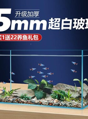 超白鱼缸客厅小型玻璃桌面生态溪流真水草造景懒人金鱼乌龟缸