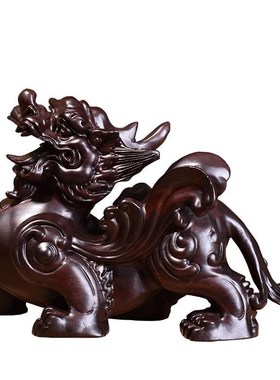 木雕貔貅摆件实木质貔貅一对大号家居办公室玄关装饰摆设礼品