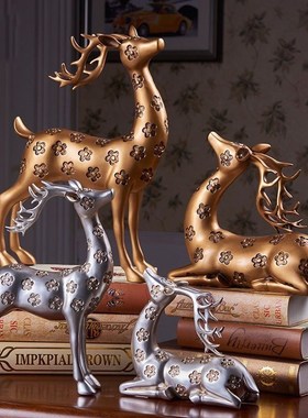 招财梅花鹿客厅创意摆件家居饰品电视柜酒柜装饰浪漫结婚高档礼品