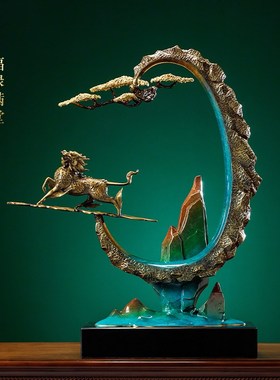 锦绣山河高端黄铜大摆件中式客厅公司办公室玄关别墅装饰品工艺品