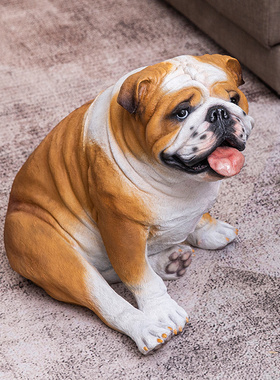 欧式客厅玄关门口斗牛犬大号落地摆件创意家居新房装饰工艺品摆设