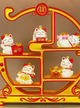 2026创意博古架招财猫装饰摆件
