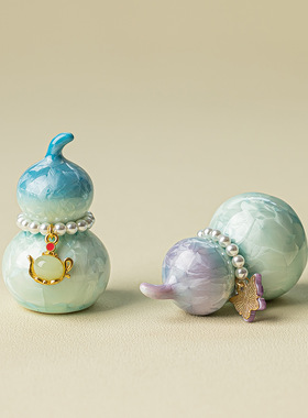 结晶釉陶瓷小葫芦桌面装饰小摆件