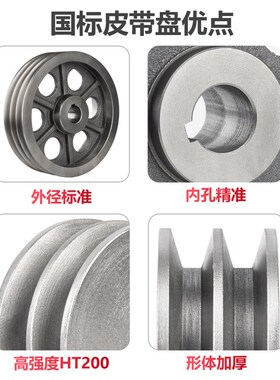 国标皮带轮三槽多槽3B型铸铁电机皮带轮大全马达空心三角皮带盘