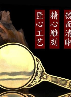 高端八尺神照镜纯铜黄铜带手柄铜镜太极十二生肖星宿九宫八卦镜大