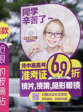 眼镜店开业活动玻璃门装饰单透玻璃贴验光宣传促销海报广告贴定制