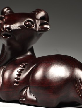 木头羊摆件黑檀实木雕刻十二生肖木制羊木质吉祥物装饰红木工艺品