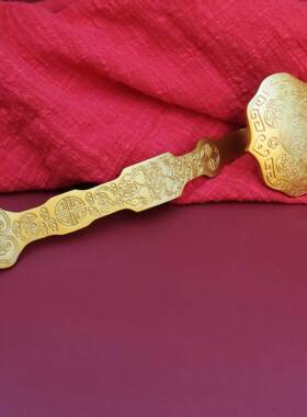 黄铜如意五福新年装饰礼品摆件