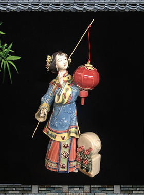 陶瓷工艺品 石湾公仔家居饰品古典仕女创件师意大摆精品满堂吉庆