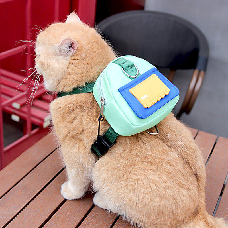 猫咪牵引绳小背包防挣脱外出专用英短猫链子遛猫绳背心式猫自背包,淘宝优惠券,粉丝福利购,淘宝优惠卷