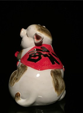石湾公仔陶肖猪摆件家居客厅玄关电视柜十品生瓷猪装饰二乔迁送礼