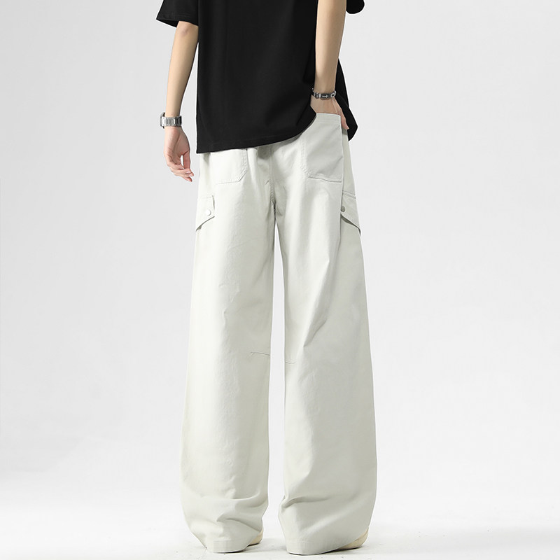 美式运动多口袋弯刀工装裤男春秋新款宽松直筒设计感阔腿休闲长裤,淘宝优惠券,粉丝福利购,淘宝优惠卷