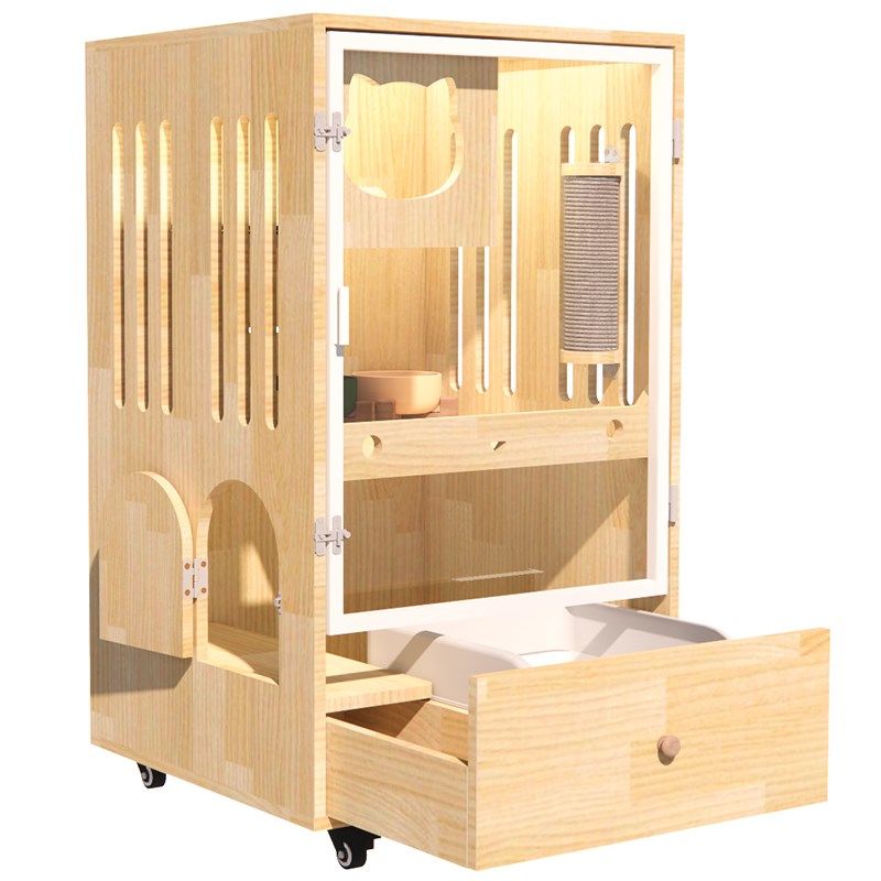 烦人猫 实木制宠物猫别墅家用室内猫屋豪华猫舍猫笼子 带抽屉厕所,淘宝优惠券,粉丝福利购,淘宝优惠卷