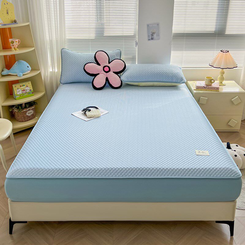 2024夏季新款凉感冰丝豆豆凉席床笠款三件套家用可机洗空调软席子,淘宝优惠券,粉丝福利购,淘宝优惠卷