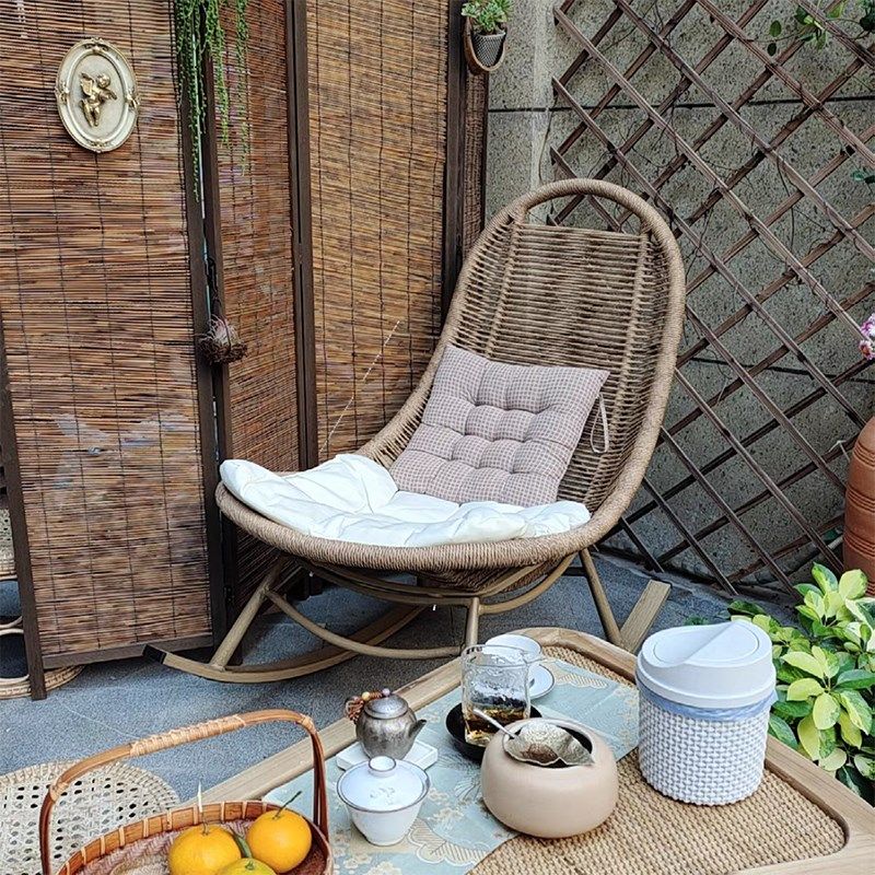 单人阳台休闲藤椅庭院花园懒人舒服久坐沙发躺椅中复古老式摇摇椅,淘宝优惠券,粉丝福利购,淘宝优惠卷