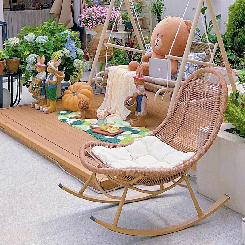 单人阳台休闲藤椅庭院花园懒人舒服久坐沙发躺椅中复古老式摇摇椅,淘宝优惠券,粉丝福利购,淘宝优惠卷