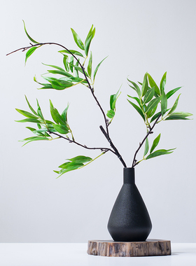 中式假花仿真竹子摆件陶瓷花瓶套装茶室茶几桌面绿植民宿绿色叶子