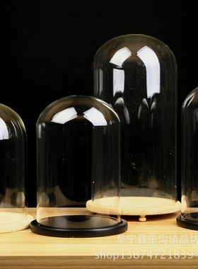 大号透明玻璃罩手工DIY防尘罩永生花微景观装饰 加大高硼硅玻璃罩