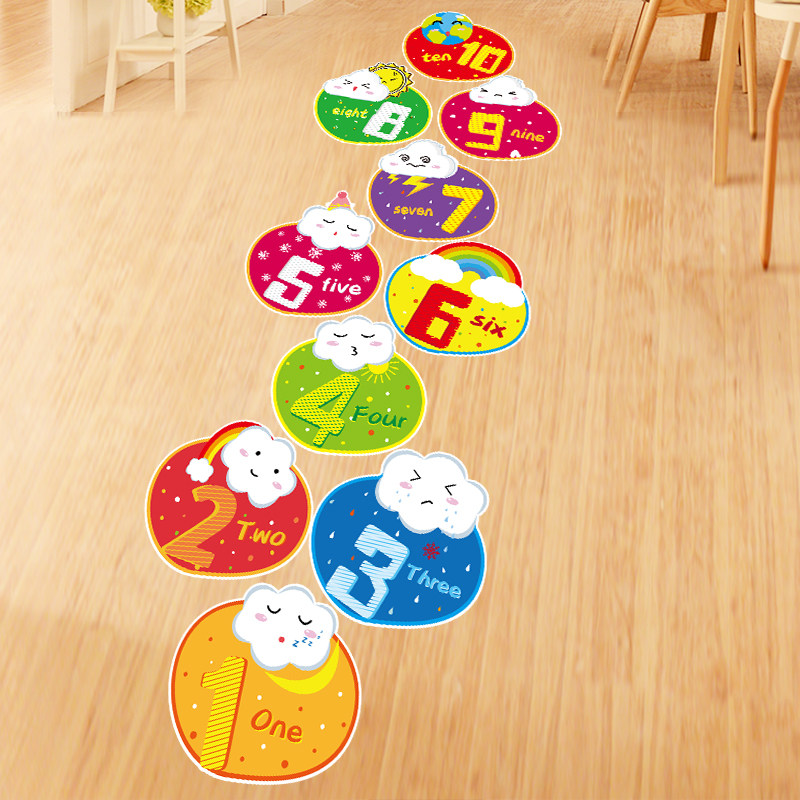 跳房子数字跳格子贴纸统感训练墙贴幼儿园装饰地板贴儿童游戏地贴,淘宝优惠券,粉丝福利购,淘宝优惠卷