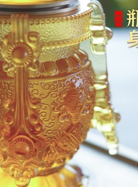 琉璃长寿摩尼宝瓶八吉祥藏传法器寺院佛堂供桌家居供奉用品摆件