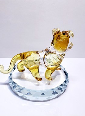 琉璃小老虎生肖摆件礼品手工制作水晶玻璃创意饰品动物属相工艺品