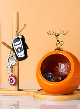 装放钥匙的收纳摆件盒玄关鞋柜入户进门口桌面网红装饰品