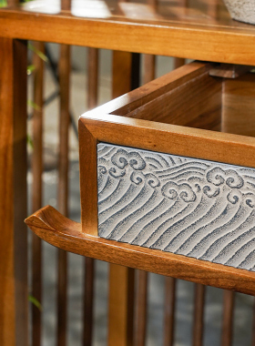 汉韵堂实木置物架客厅茶室展示架摆件室内多功能流水装饰储物底座