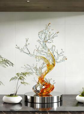 酒店大堂大型落地雕塑摆件售楼处大厅透明树脂艺术装置抽象仿真树