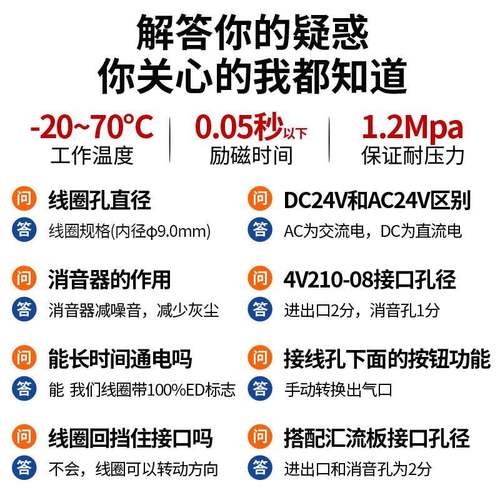 亚德客电磁气动阀 4v210一08 220v控制器气阀换向阀电子阀线圈24v - 图1