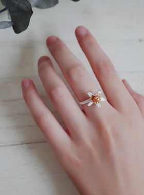 小众设计橙花开口戒指情人节礼物