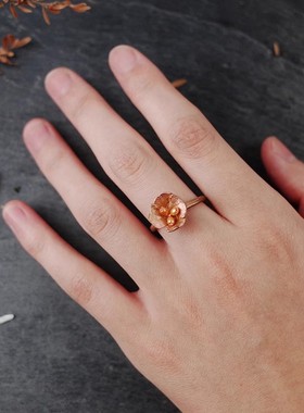 罂粟花开口ins冷淡风戒指