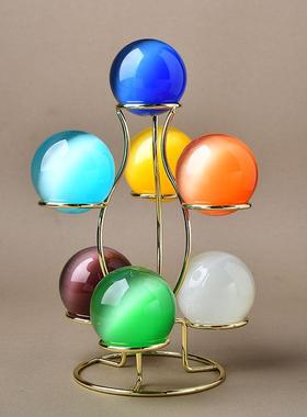 金属七球座水晶球底座猫眼球支架创意家居玄关桌面摆件多球装饰品