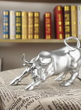 仿铜华尔街金牛摆件家居客厅玄关酒柜办公室桌面树脂工艺品软装饰