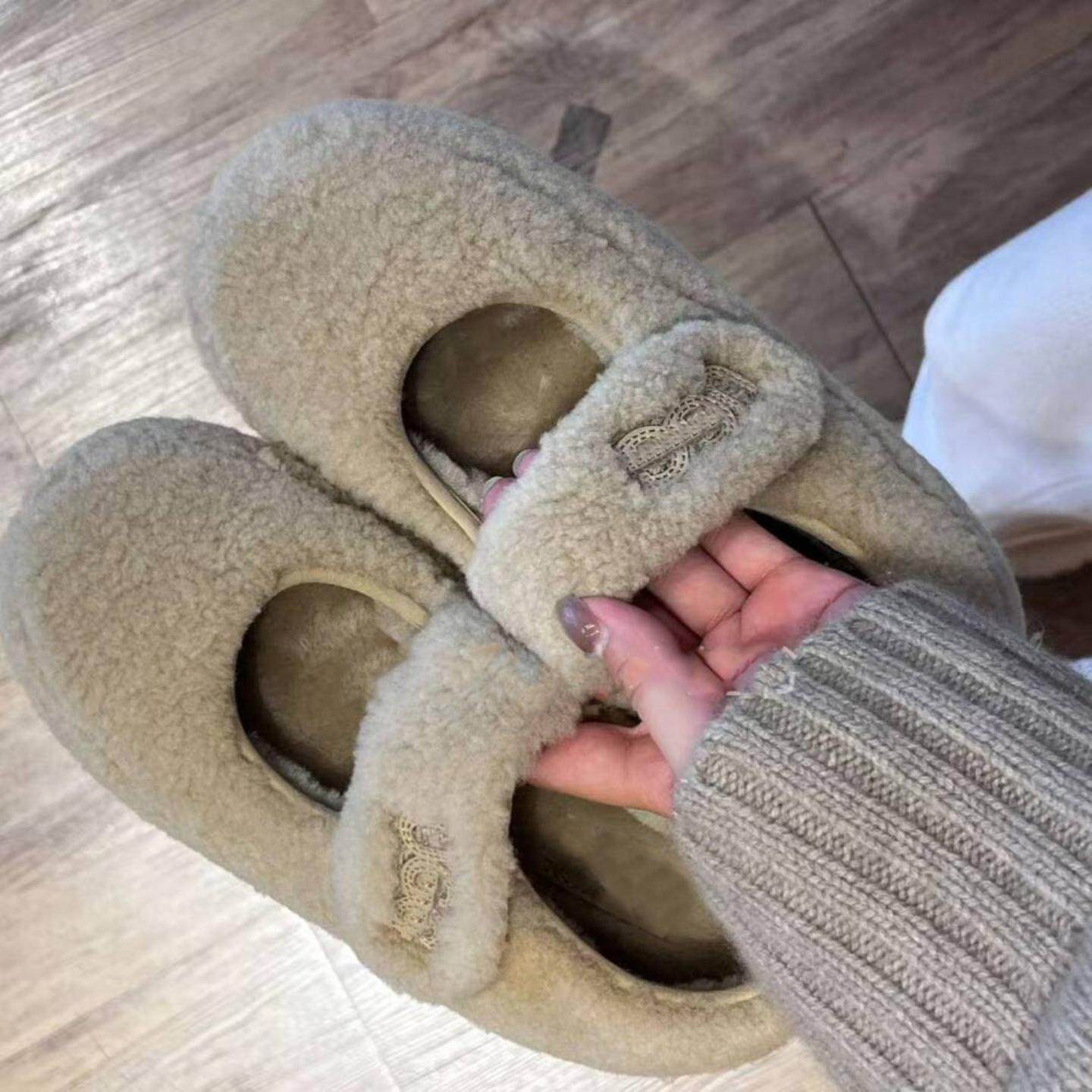 【现货】高级感羊羔毛毛豆豆鞋魔术贴厚底棉鞋女加绒保暖玛丽珍鞋,淘宝优惠券,粉丝福利购,淘宝优惠卷