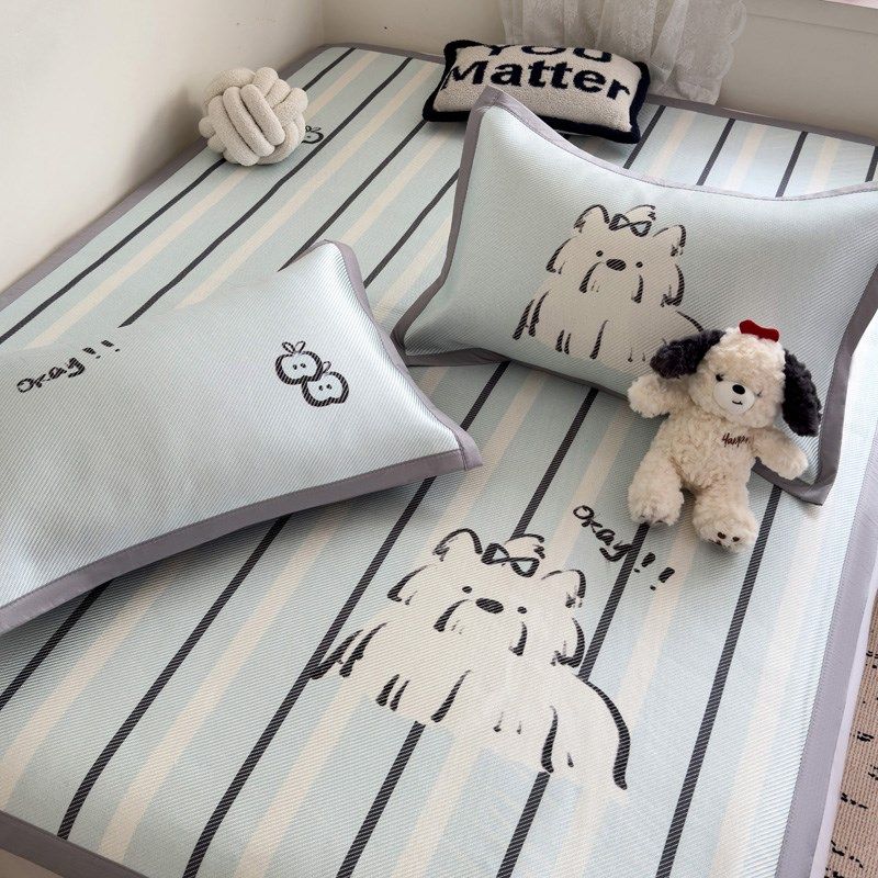 冰丝凉席三件套亲肤儿童软席子可机洗水洗学生宿舍单人空调席草席,淘宝优惠券,粉丝福利购,淘宝优惠卷