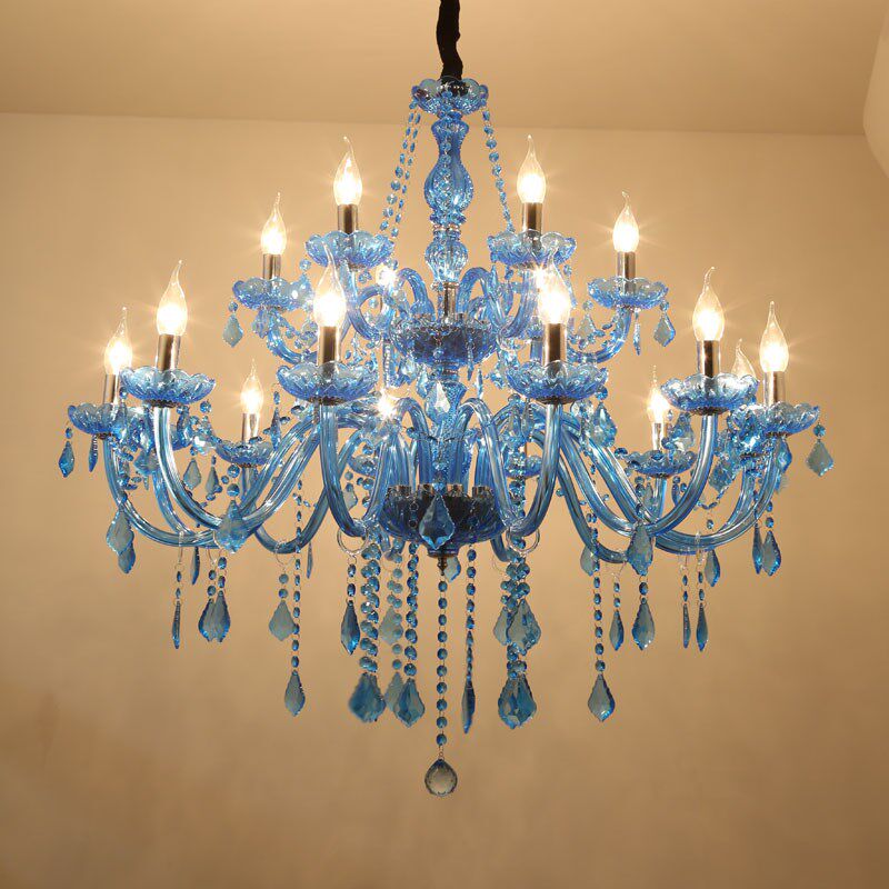 客厅蓝色水晶灯欧式地中海餐厅卧室灯咖啡厅彩色吊灯创意玻璃灯具,淘宝优惠券,粉丝福利购,淘宝优惠卷