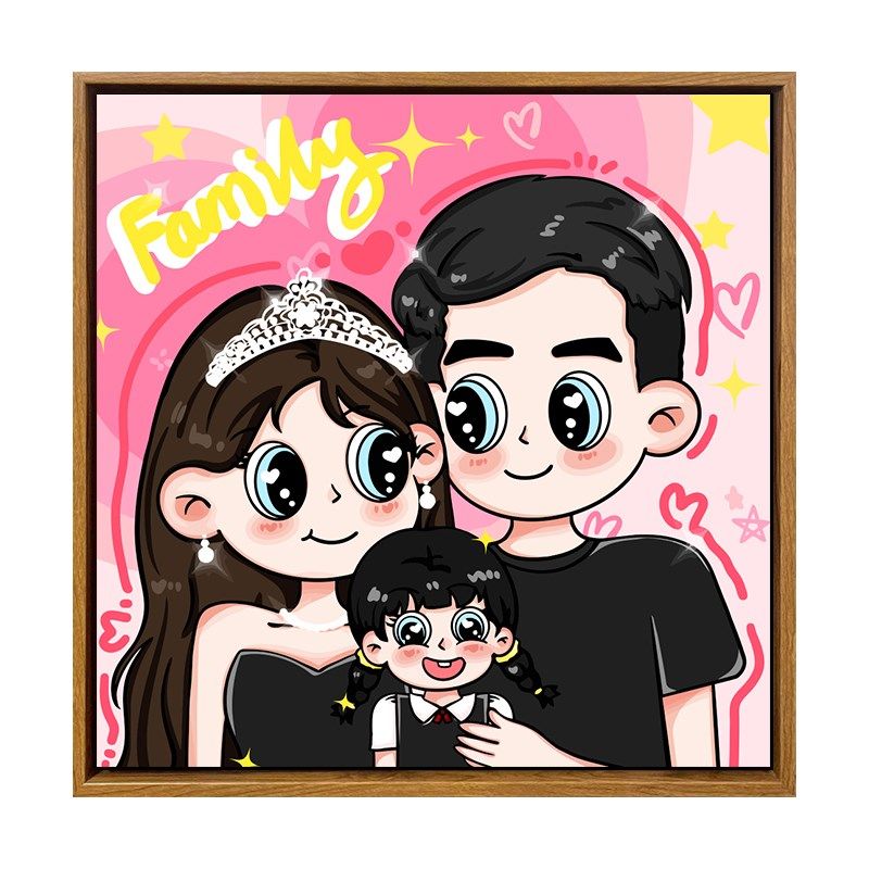 可爱卡通星蝶亲子diy数字油画一家三口手工手绘油画画客厅装饰画,淘宝优惠券,粉丝福利购,淘宝优惠卷