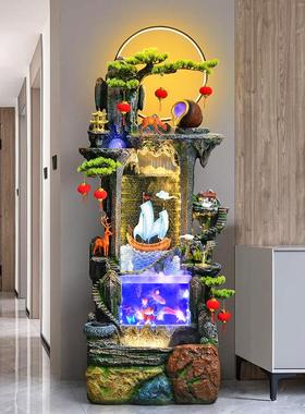 大型假山流水喷泉风水轮鱼缸客厅乔迁装饰循环加湿器开业落地摆件