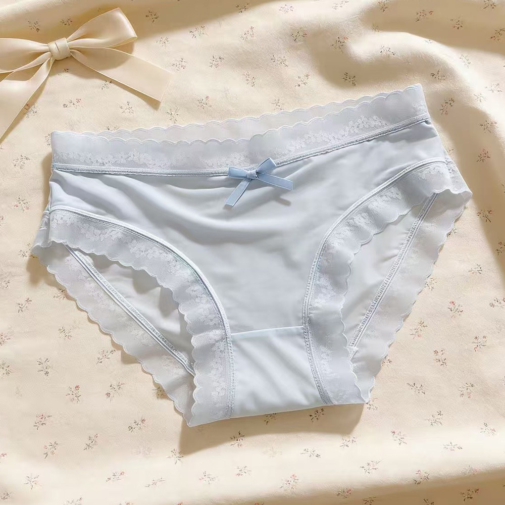 舒茵娜冰丝凉感女生抗菌透气三角内裤薄款蕾丝纯棉裆无痕裸感速干