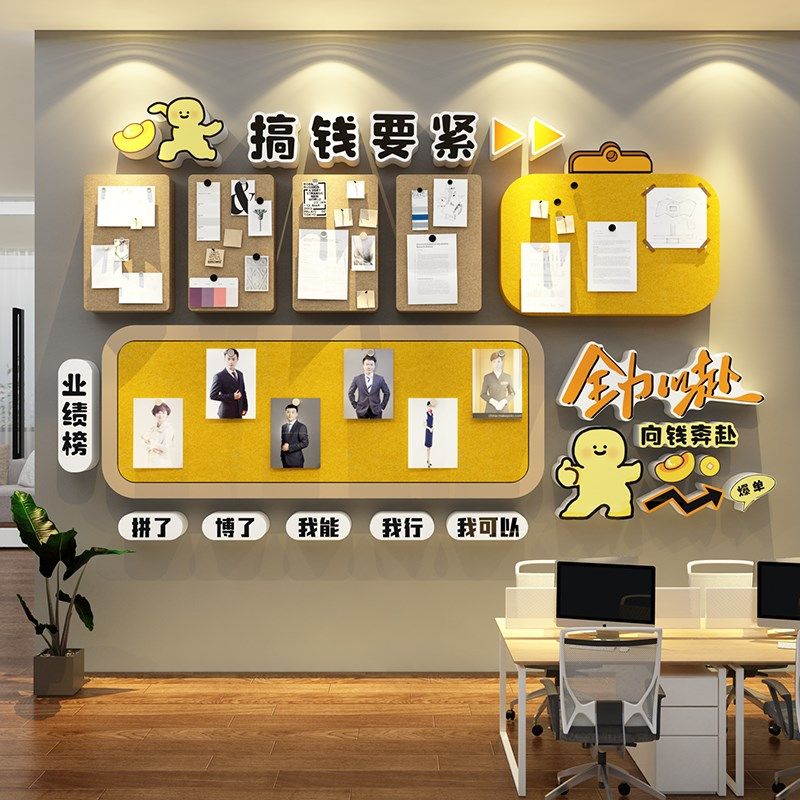 办公室氛围布置毛毡板照片墙面贴企业文化公司公告栏员工风采展示,淘宝优惠券,粉丝福利购,淘宝优惠卷