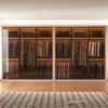 Oak solid wood cabinet home bedroom new sliding door full glass log style custom wardrobe 601
