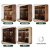 Oak solid wood cabinet home bedroom new sliding door full glass log style custom wardrobe 601