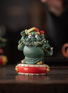 中式钟馗招财摆件彩金工艺品办公室职场工位防小人送同事桌面装饰