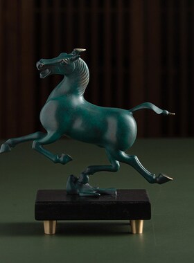 马踏飞燕摆件仿古青铜器马超龙雀铜奔马到成功客厅办公室桌面摆件