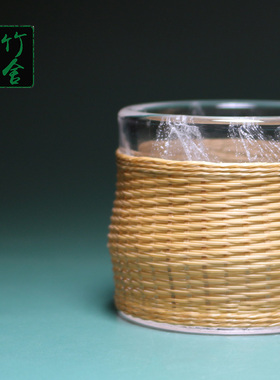成都非遗特色手工艺竹编茶具瓷胎竹编无盖品茗杯竹丝扣瓷主人杯