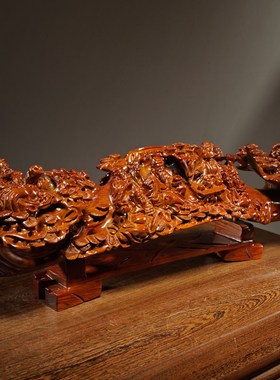 花梨木雕刻八仙过海如意摆件实木家居客厅公司玄关寓意装饰工艺品