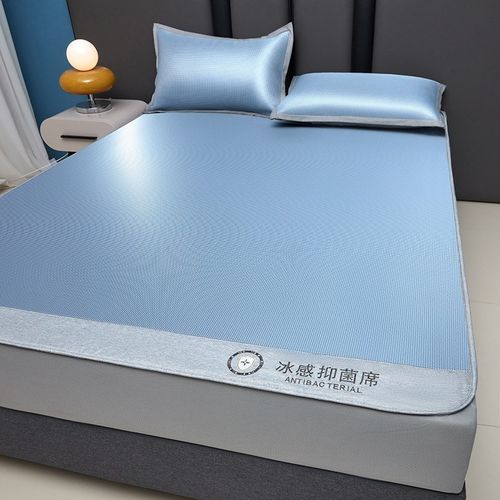 夏季碳光冰丝凉席床笠款三件套可水洗折叠凉感空调软席子裸睡2024 - 图1