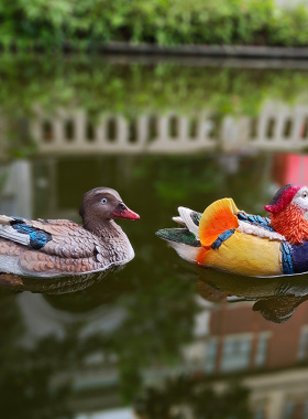 创意浮水鸳鸯花园庭院院子池塘假山鱼缸鱼池装饰水景摆件景观装饰