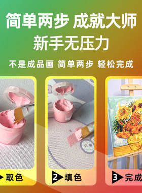 画画diy数字油画花卉手工填充手绘填色治愈装饰油彩上色水彩涂鸦