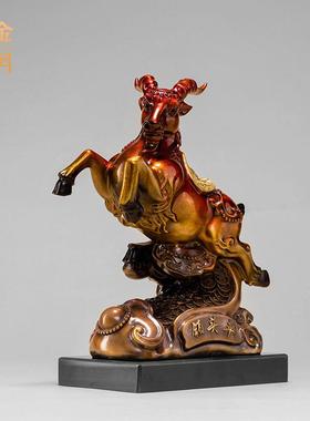 铜金岁月领头羊黄铜山羊铜摆件办公室客厅玄关开业送礼山羊铜摆件